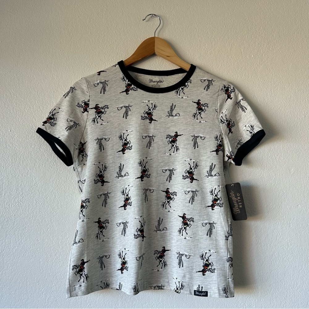 Wrangler Retro Women's Cowgirl Cactus Ringer Tee